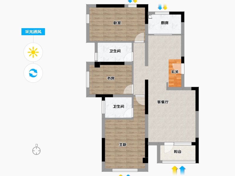 湖南省-长沙市-中铁置业水映加州-89.16-户型库-采光通风