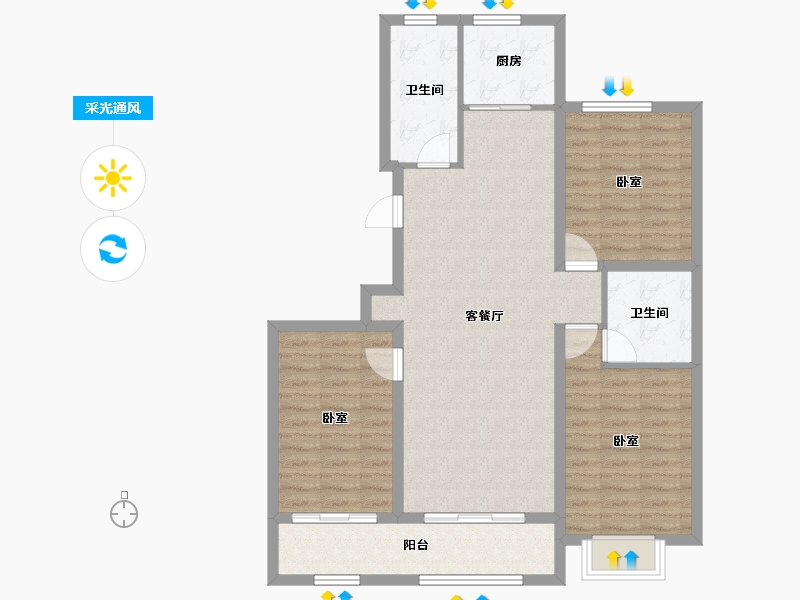 山东省-潍坊市-恒信书香门第-96.08-户型库-采光通风