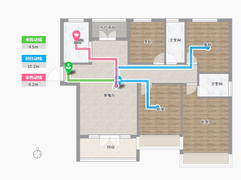 湖北省-天门市-鑫龙·中央公园-107.00-户型库-动静线