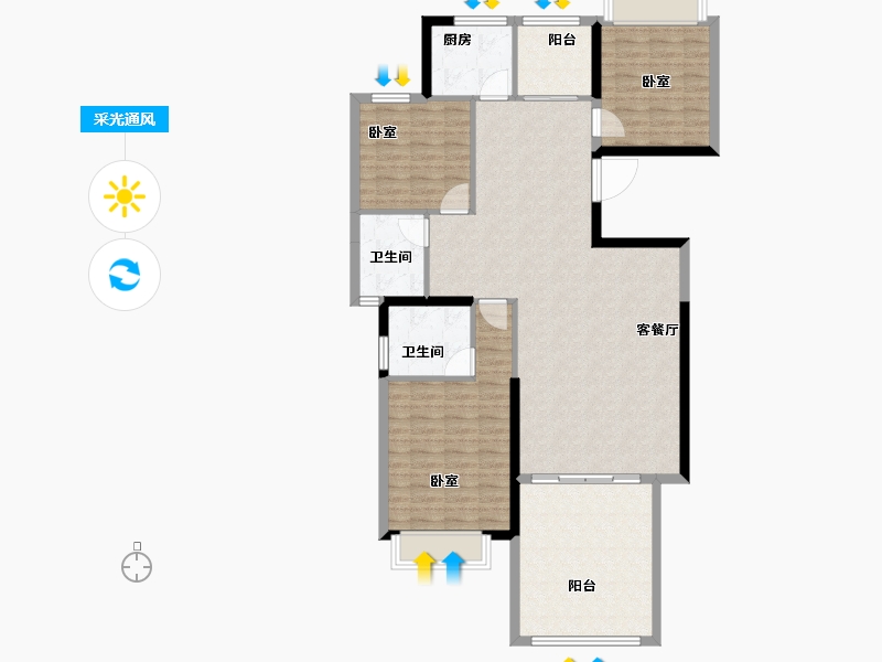 广东省-汕头市-海湾一城-117.00-户型库-采光通风