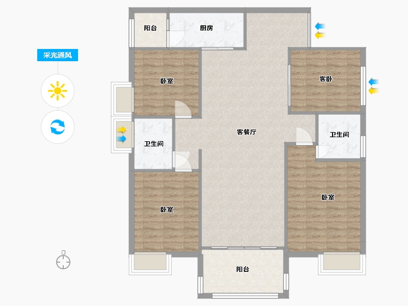 湖南省-常德市-澧浦豪苑-116.62-户型库-采光通风