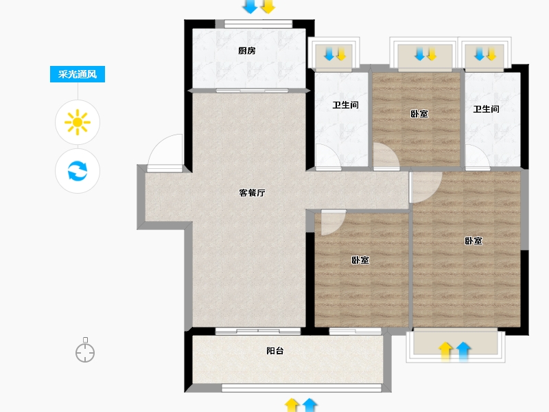 湖北省-孝感市-湖北交投颐和华府-94.00-户型库-采光通风