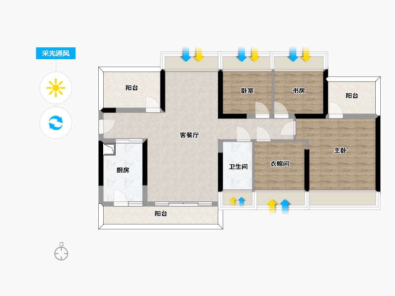 广东省-惠州市-龙光玖龙湾-99.70-户型库-采光通风