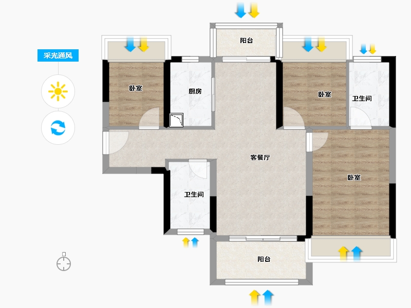 广东省-广州市-新城香悦公馆-77.00-户型库-采光通风