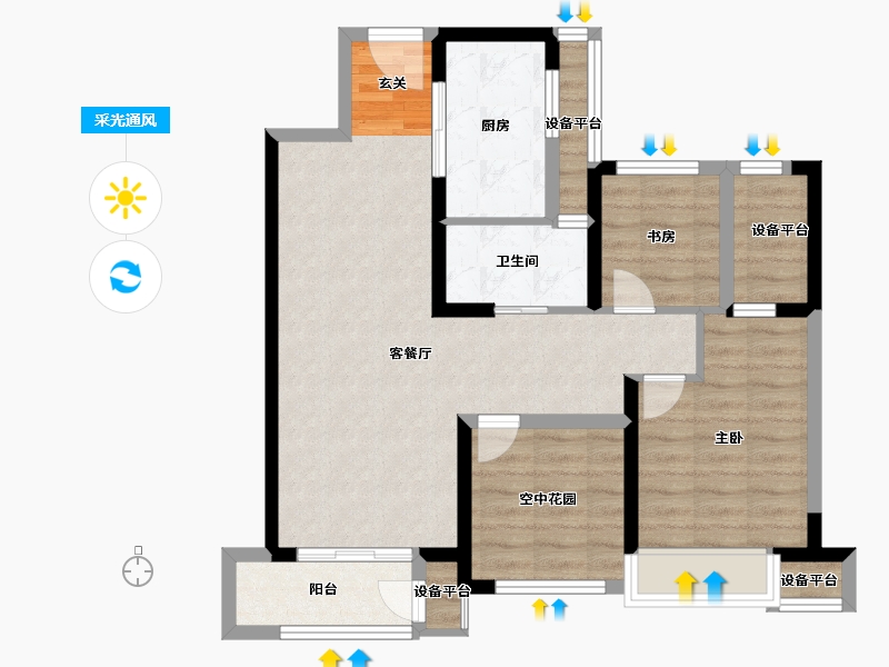 江苏省-常州市-融创滨湖御园-79.00-户型库-采光通风