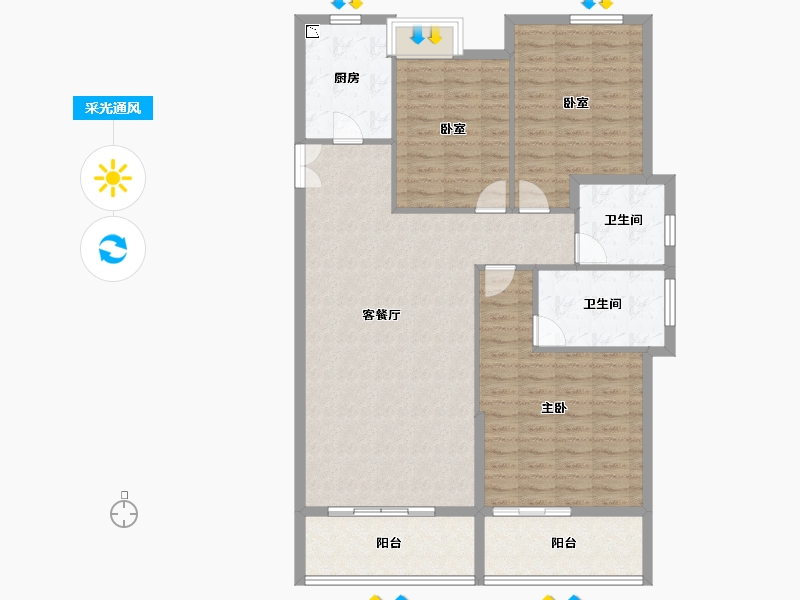 福建省-厦门市-住宅莲花首岸和院-121.10-户型库-采光通风