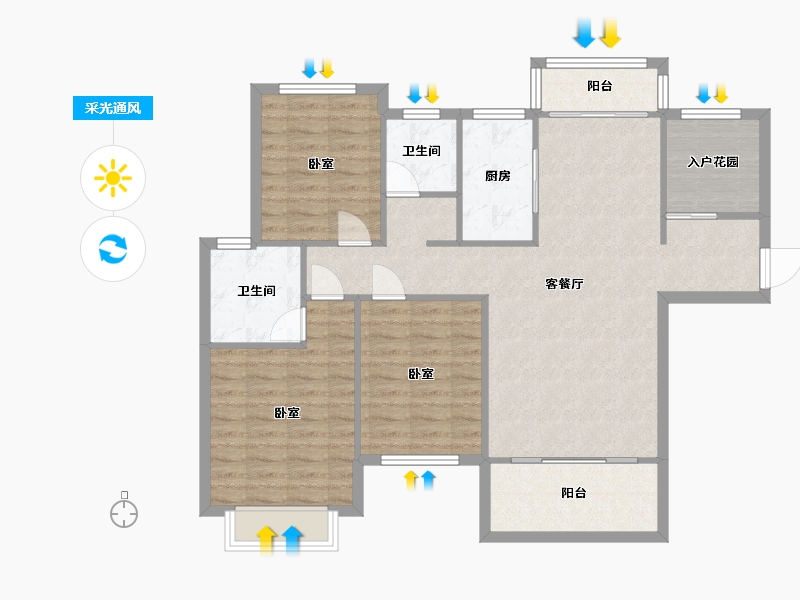 湖南省-常德市-澧浦豪苑-102.34-户型库-采光通风