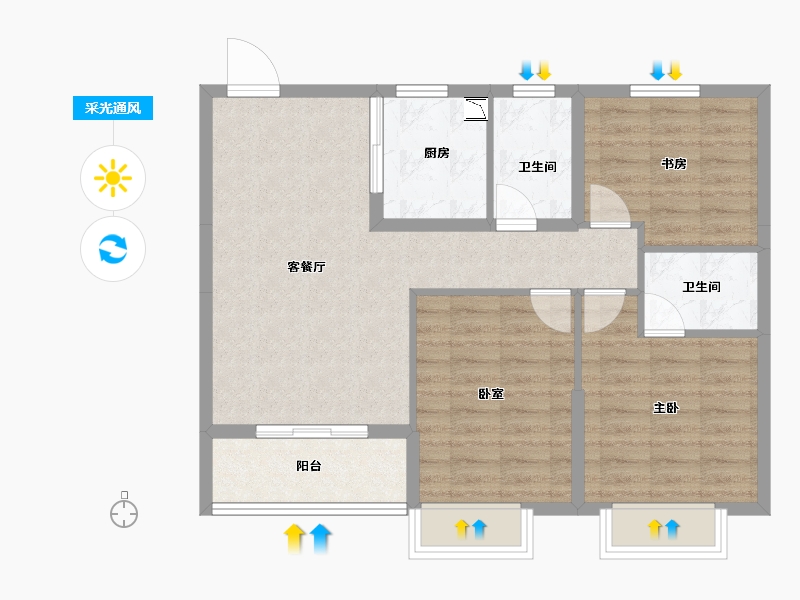 湖北省-黄冈市-景江豪庭-78.45-户型库-采光通风