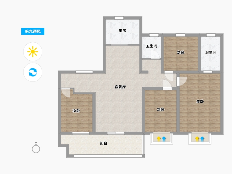 山东省-临沂市-泓尚华府-113.01-户型库-采光通风