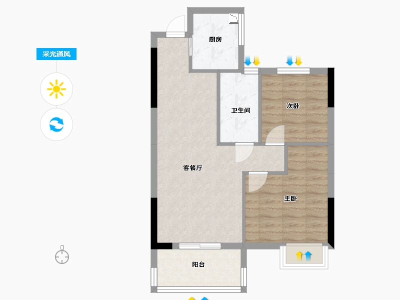 湖北省-黄冈市-麻城金丰国际生态城-59.95-户型库-采光通风