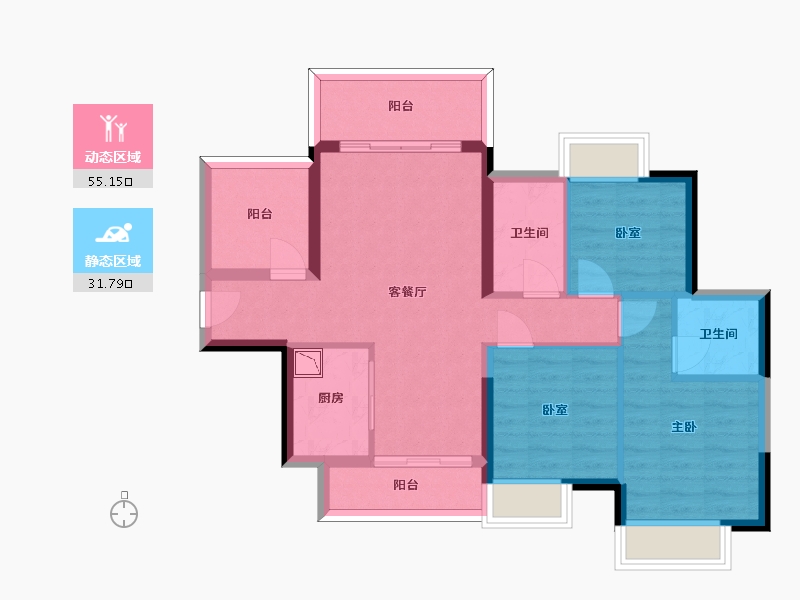 广东省-惠州市-福晟钱隆樽品-76.72-户型库-动静分区