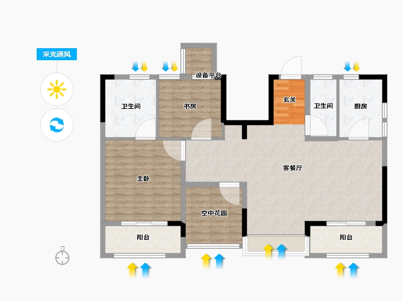 江苏省-常州市-融创滨湖御园-108.00-户型库-采光通风