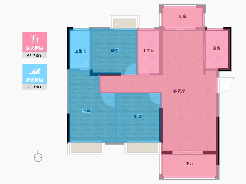 湖北省-咸宁市-三胜·御府-96.00-户型库-动静分区