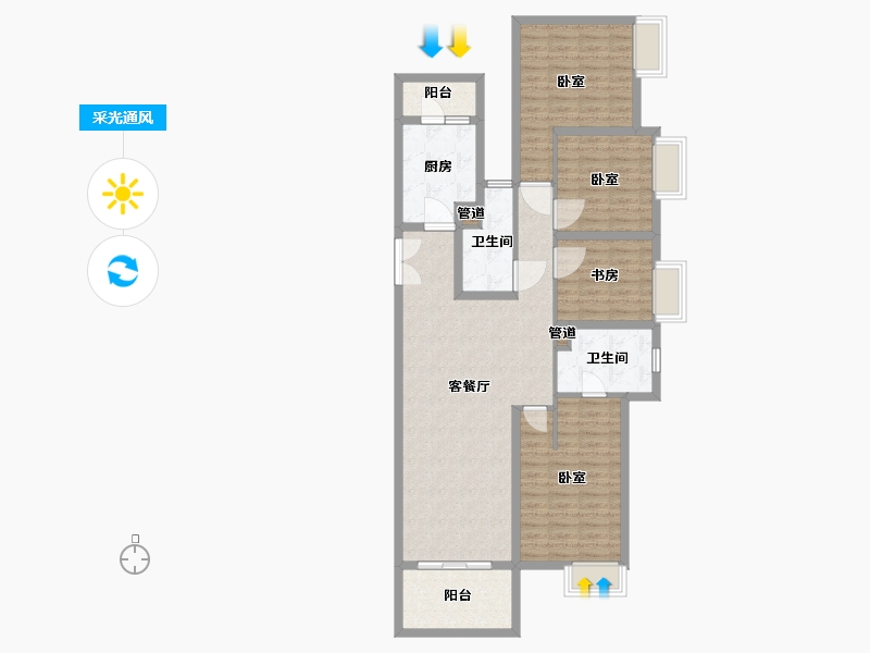 湖北省-武汉市-梦想特区宏图里-118.00-户型库-采光通风