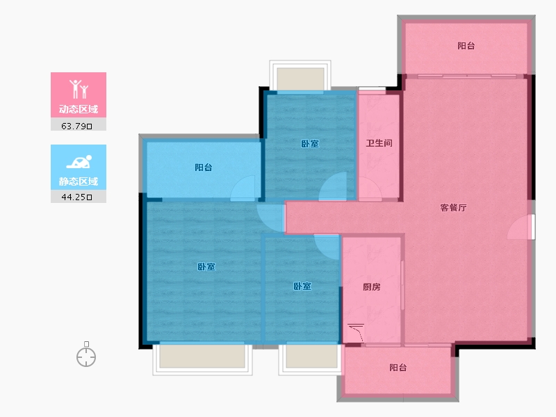 湖南省-衡阳市-珠江愉景豪庭-98.36-户型库-动静分区