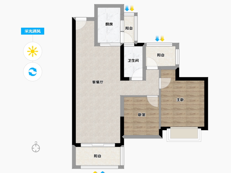 广东省-惠州市-惠阳雅居乐花园-66.25-户型库-采光通风