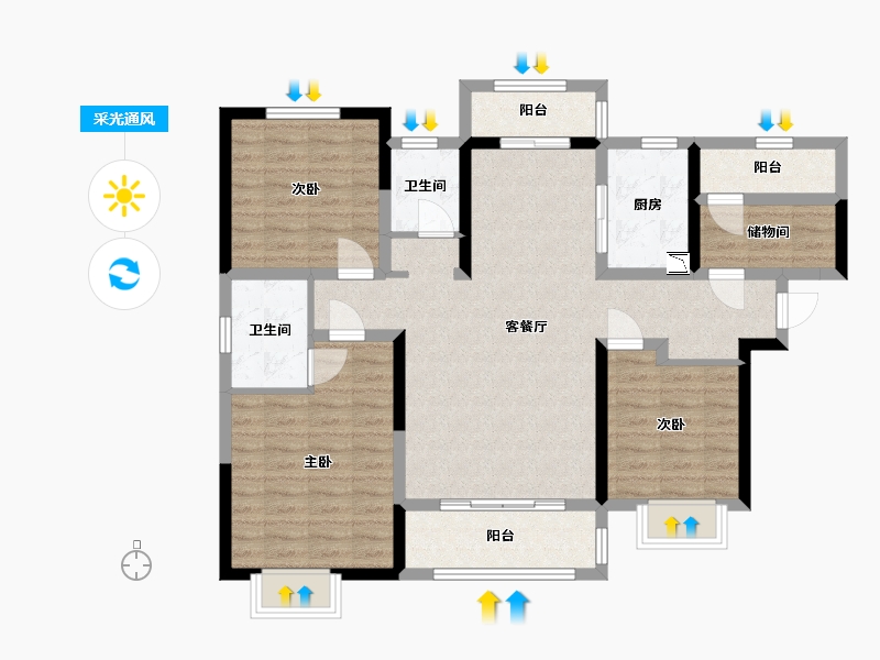 湖南省-长沙市-五矿沁园金城-101.01-户型库-采光通风