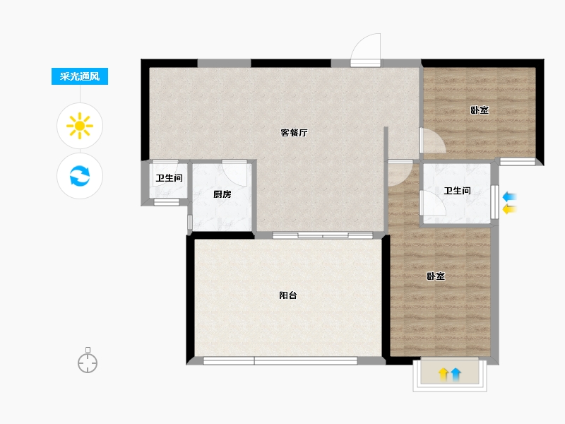 广东省-汕头市-海湾一城-89.87-户型库-采光通风