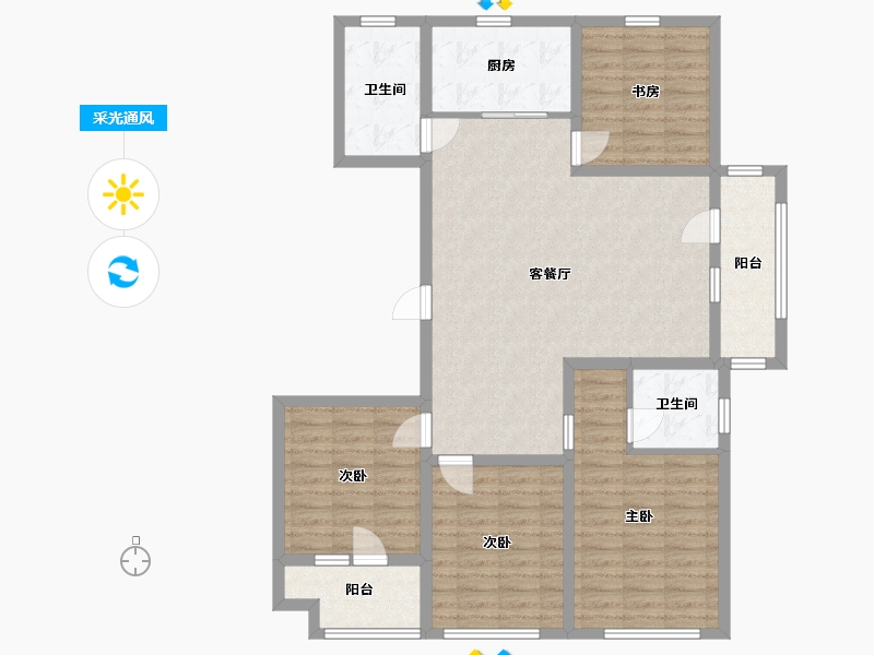 山东省-临沂市-青啤龍悦湾-114.00-户型库-采光通风