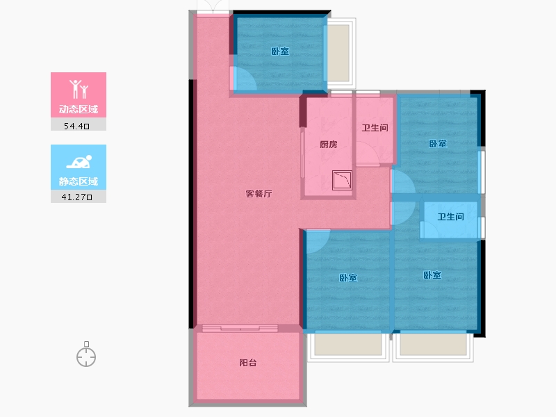 广东省-湛江市-凯旋世家-84.85-户型库-动静分区