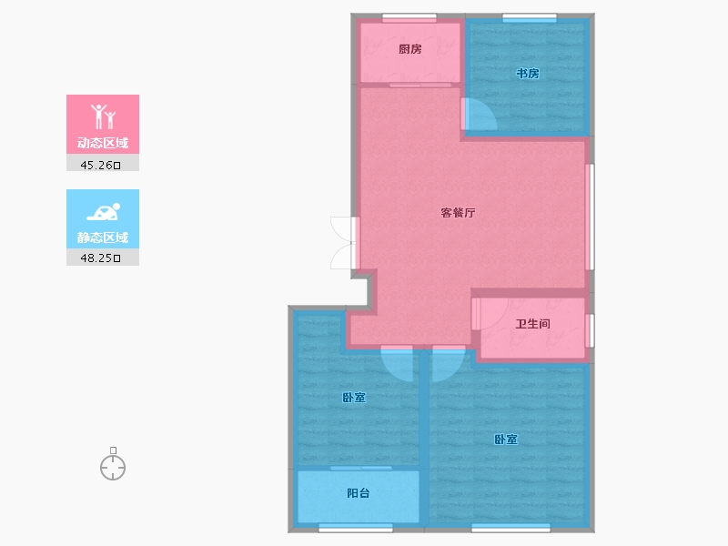 山东省-潍坊市-金庆·桂花园-83.75-户型库-动静分区