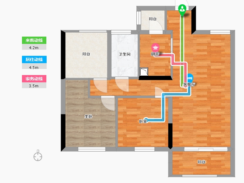 湖南省-长沙市-五矿沁园金城-68.73-户型库-动静线