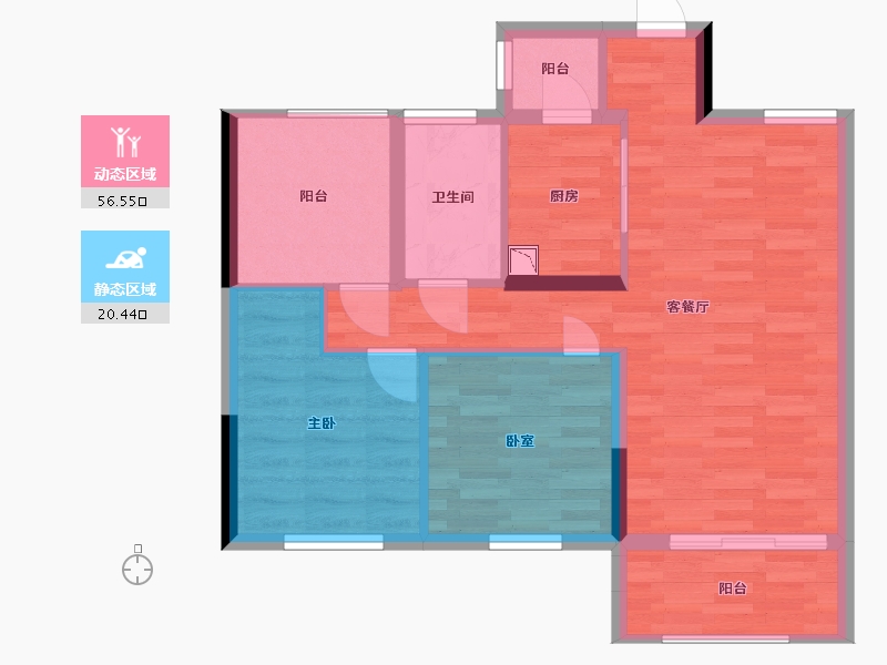 湖南省-长沙市-五矿沁园金城-68.73-户型库-动静分区