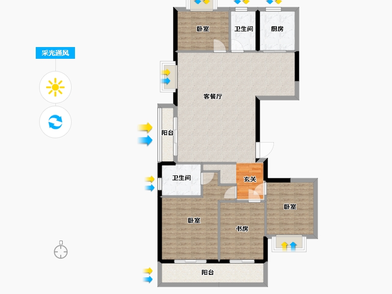 湖北省-武汉市-中建壹品澜荟-123.30-户型库-采光通风