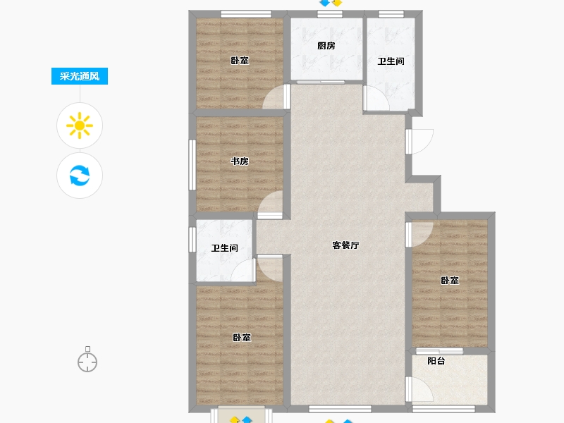 山东省-潍坊市-恒信书香门第-114.36-户型库-采光通风