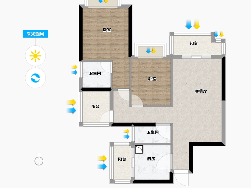 广东省-佛山市-雅居乐英伦首府-78.00-户型库-采光通风