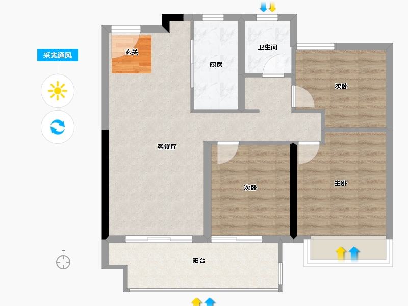 江苏省-常州市-云禧-75.99-户型库-采光通风