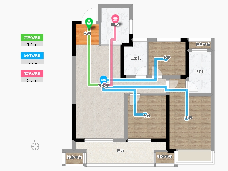 江苏省-常州市-中企·檀悦名居-84.00-户型库-动静线