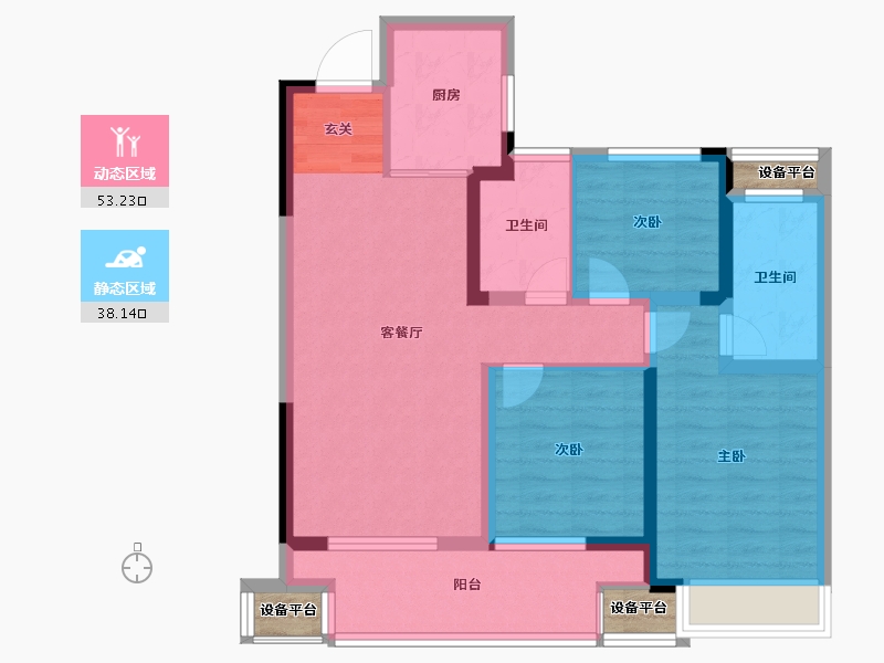 江苏省-常州市-中企·檀悦名居-84.00-户型库-动静分区