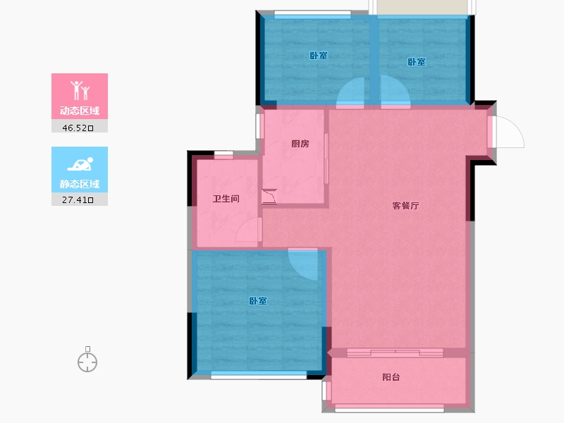 广东省-广州市-万科桃源里-66.00-户型库-动静分区