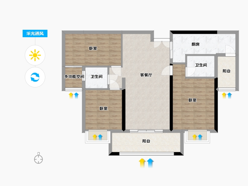 湖南省-岳阳市-友阿悦玺-94.30-户型库-采光通风