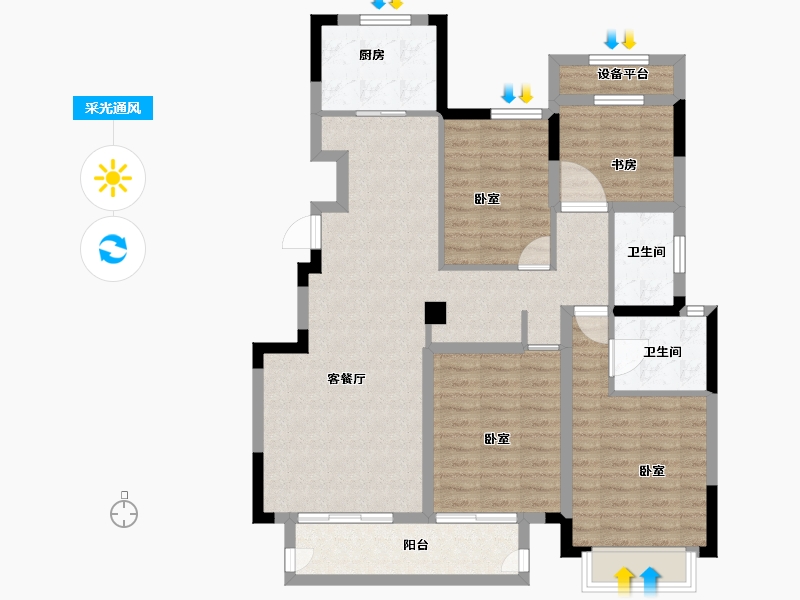 浙江省-绍兴市-东渡玺悦-102.00-户型库-采光通风