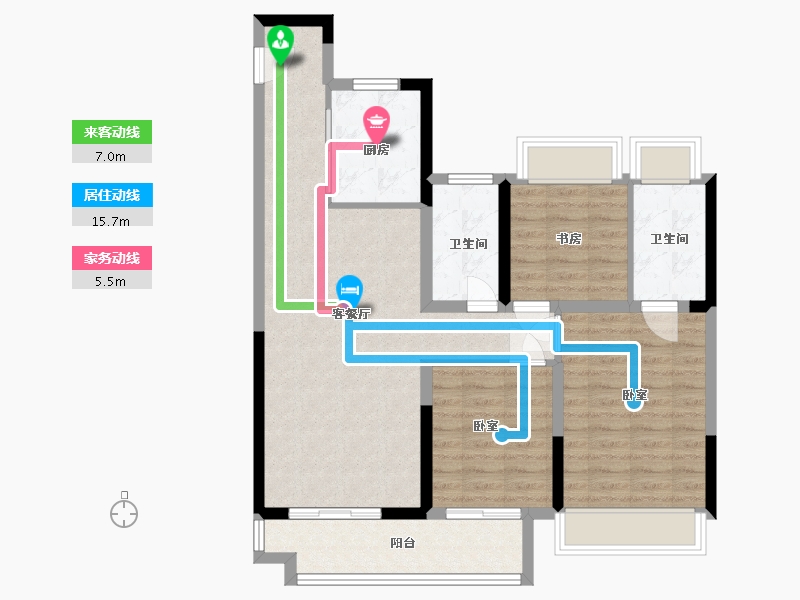 湖北省-武汉市-天河孔雀城-88.00-户型库-动静线