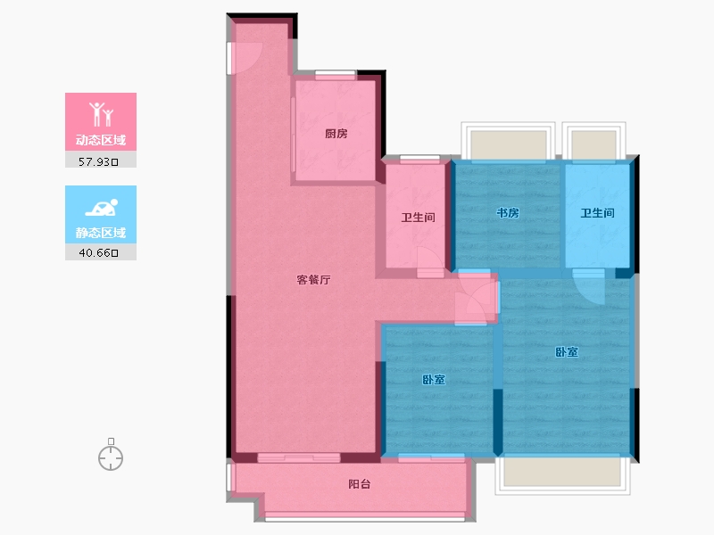 湖北省-武汉市-天河孔雀城-88.00-户型库-动静分区