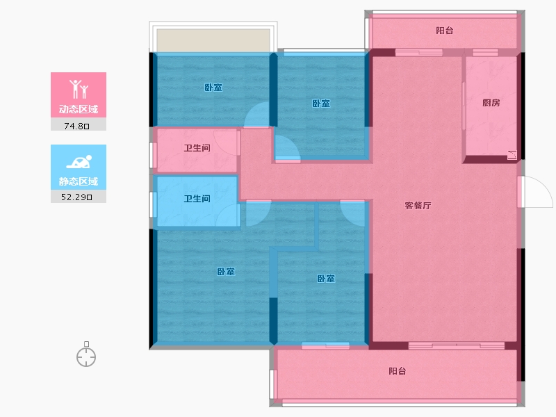 广东省-江门市-蓬江碧桂园·西江华府-114.04-户型库-动静分区