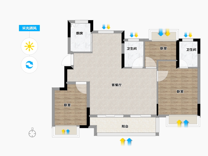 湖北省-襄阳市-中梁·天樾-91.01-户型库-采光通风