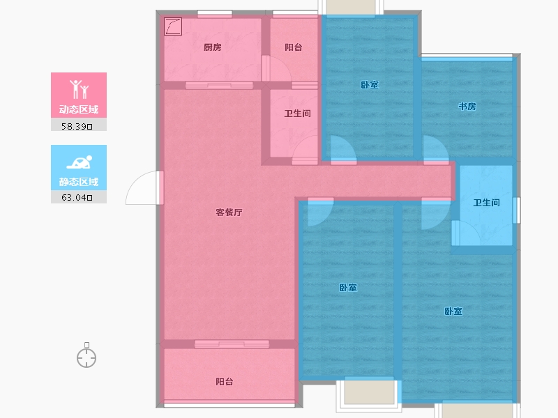 湖北省-恩施土家族苗族自治州-恩施飞洋紫郡-107.05-户型库-动静分区