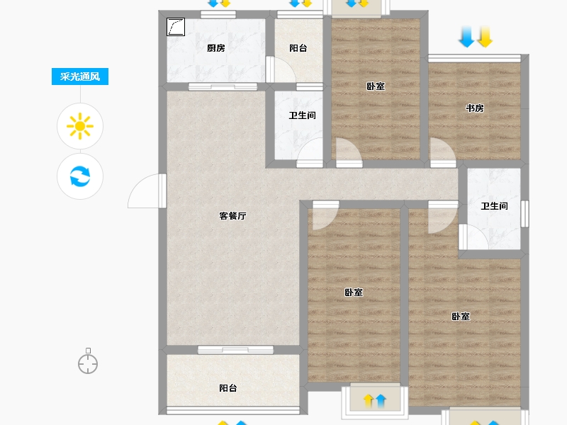 湖北省-恩施土家族苗族自治州-恩施飞洋紫郡-107.05-户型库-采光通风