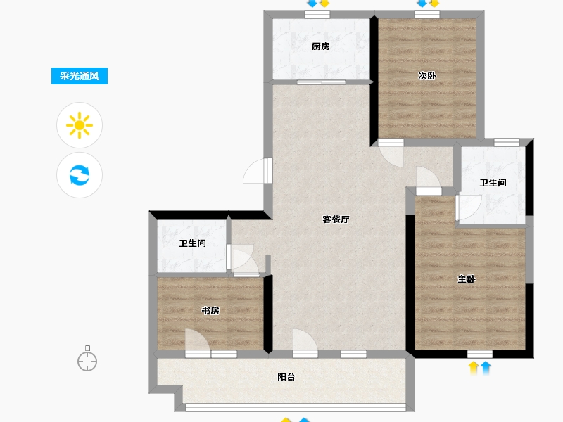 山东省-临沂市-青啤龍悦湾-90.00-户型库-采光通风