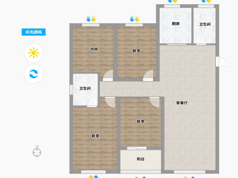 山东省-潍坊市-恒信书香门第-120.01-户型库-采光通风