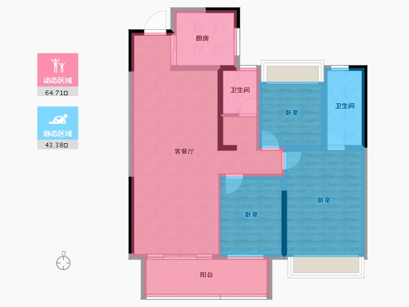 湖北省-孝感市-汉川帝景领秀城-96.36-户型库-动静分区