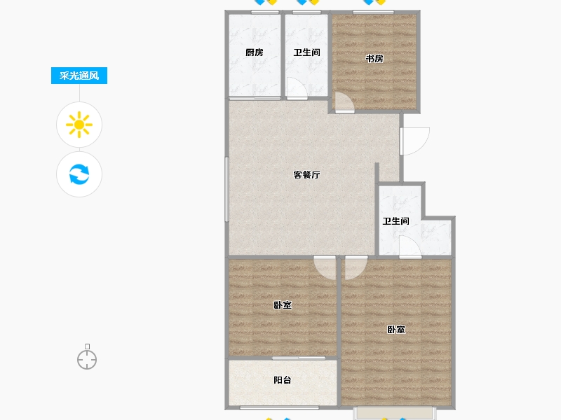 山东省-潍坊市-恒信书香门第-89.50-户型库-采光通风