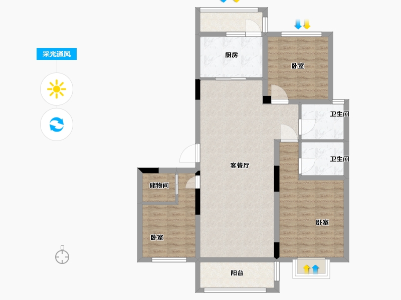 河南省-许昌市-中航文峰上城-97.99-户型库-采光通风