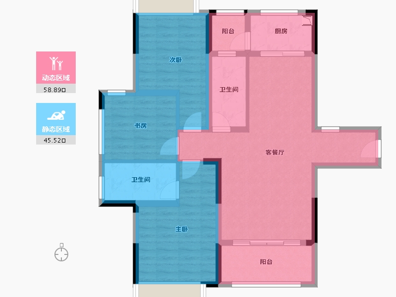 湖南省-株洲市-伟大·云龙国际-92.80-户型库-动静分区