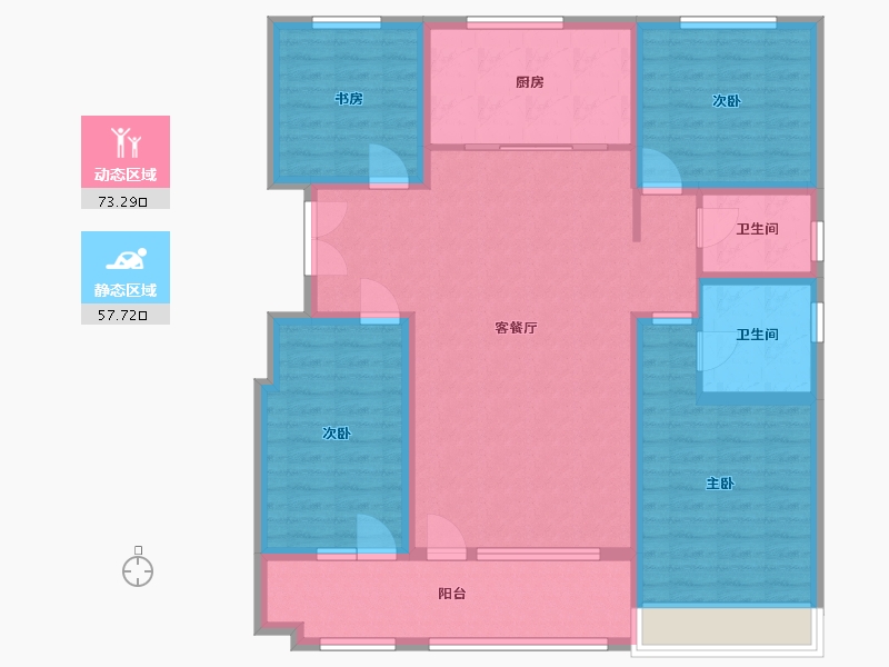 山东省-潍坊市-恒信浞河公馆-117.40-户型库-动静分区