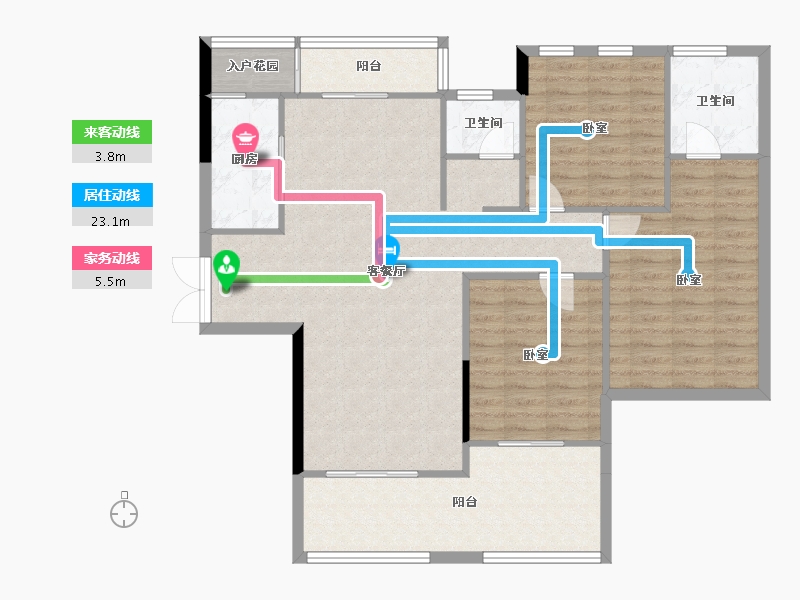 湖南省-株洲市-学府港湾二期-111.37-户型库-动静线